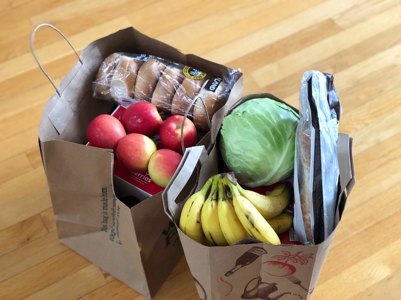 Fruits and vegetable in the paper bags